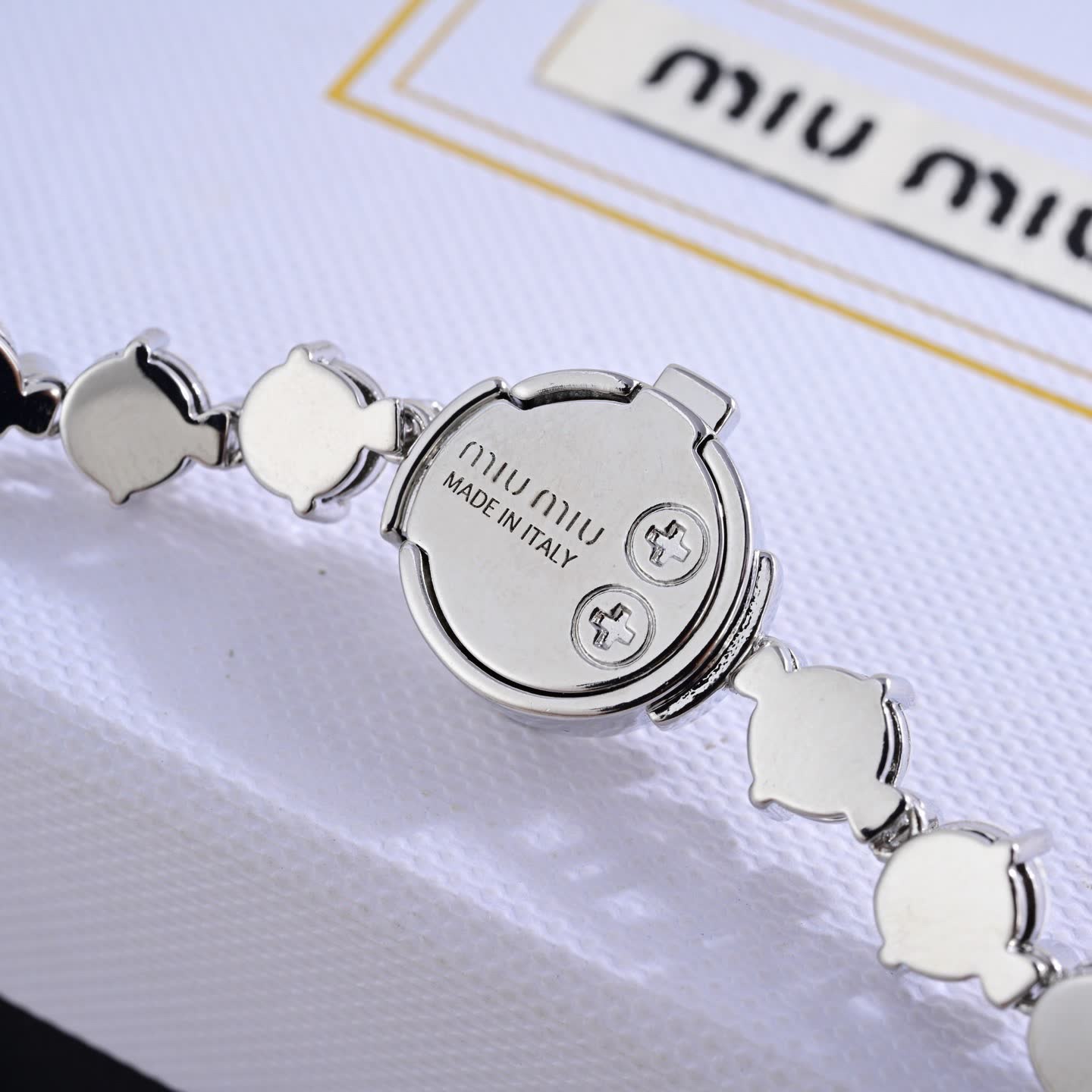 Miu Miu Metallic Necklace with Crystal Embellishments